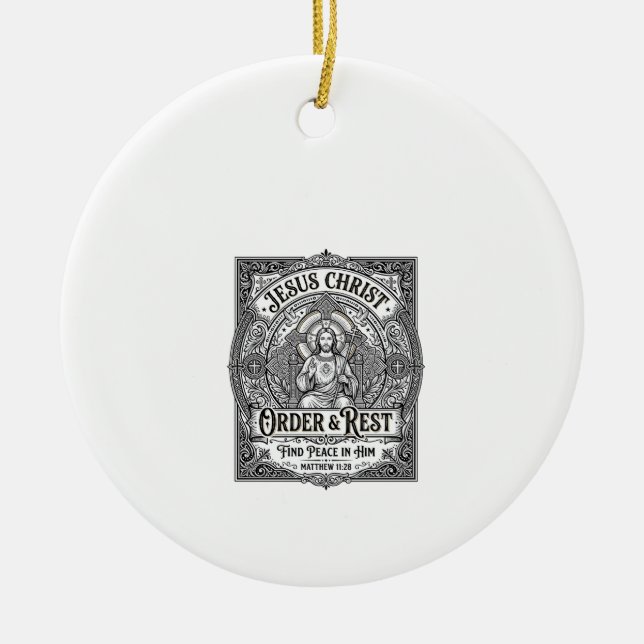 Jesus Declutter Clean Home Shirt Christian Graphic Ceramic Tree Decoration (Front)