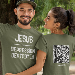 Jesus Depression Destroyer QR Code Scriptures T-Shirt