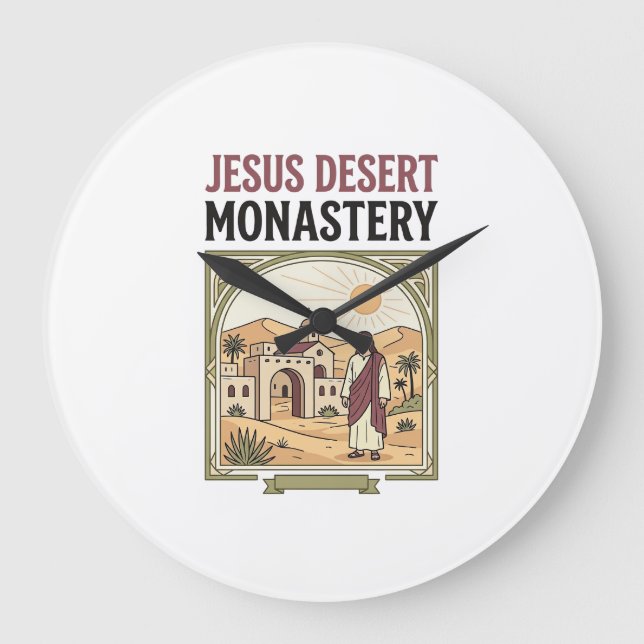 Jesus Desert Monastery Jesus Desert Monastery Chri Large Clock (Front)