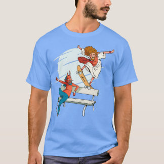 Jesus Devil Jesus And The Devil Cross Skateboard T-Shirt