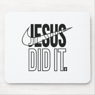 Jesus Did It Religious Cross Christian Mouse Pad