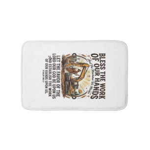 Jesus Diesel Mechanic Heavy Equipment Shirt Faith Bath Mat