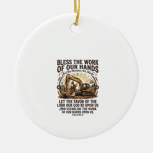 Jesus Diesel Mechanic Heavy Equipment Shirt Faith Ceramic Tree Decoration
