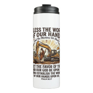 Jesus Diesel Mechanic Heavy Equipment Shirt Faith  Thermal Tumbler