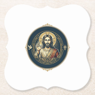 Jesus Digital Artist iPad Art T-Shirt Inspirationa Paper Coaster
