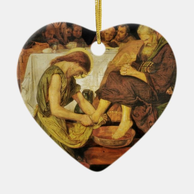 Jesus  Disciple's Feet Ceramic Tree Decoration (Front)