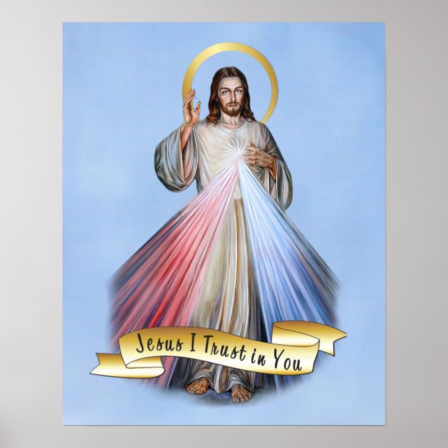 Jesus Divine Mercy Blue English  Poster (Front)