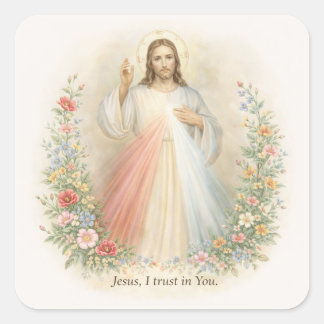 Jesus Divine Mercy First Holy Communion Square Sticker