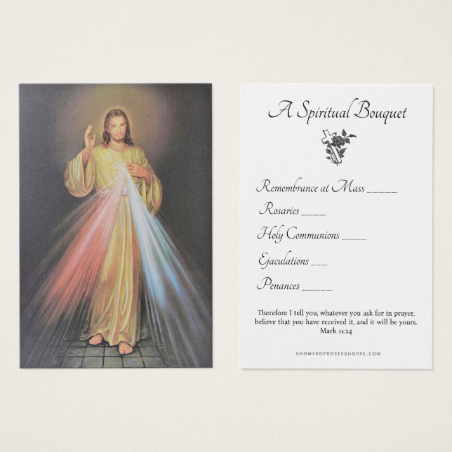 Jesus Divine Mercy Spiritual Bouquet Prayer Holy  (Front & Back)
