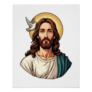 Jesus Dove Halo Vintage Engraving Shirt 2 Poster