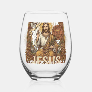 Jesus Dove Messenger Jesus Dove Messenger Christia Stemless Wine Glass