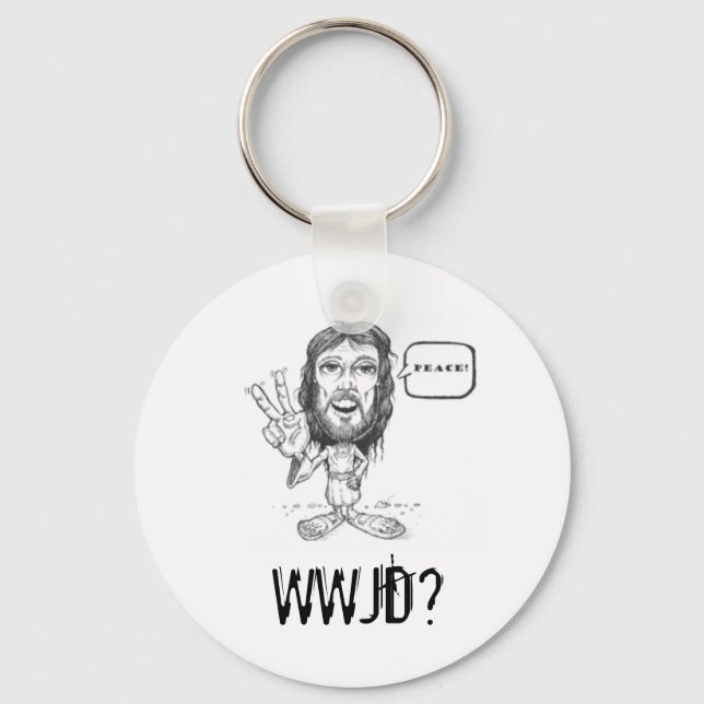Jesus-Drawing, WWJD? Key Chain (Front)