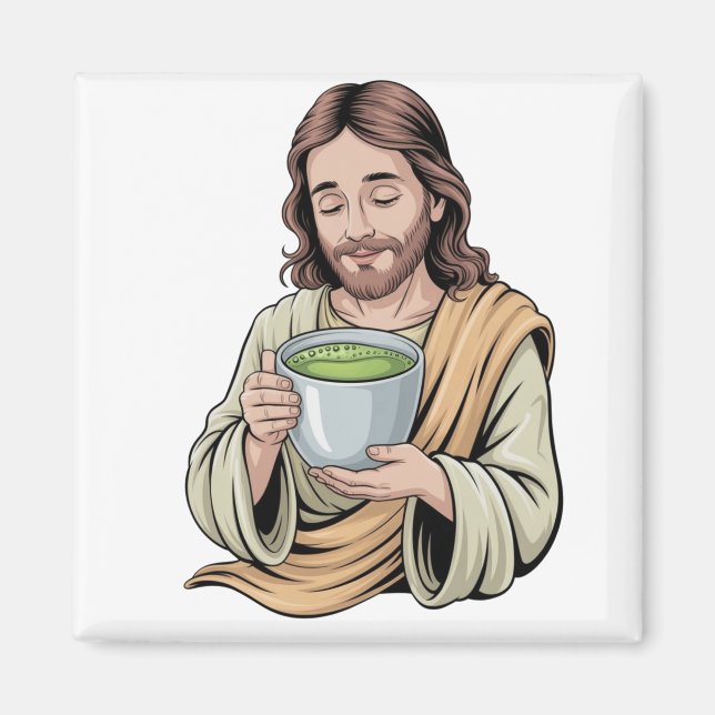 Jesus Drinking Matcha Drink Christian  Magnet (Front)