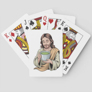 Jesus Drinking Matcha Drink Christian Playing Cards