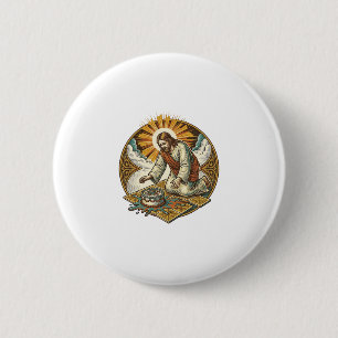 Jesus Dropped Birthday Cake Face Down Kitchen Floo 6 Cm Round Badge