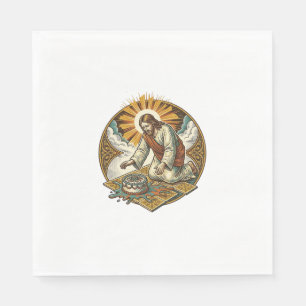 Jesus Dropped Birthday Cake Face Down Kitchen Floo Napkin