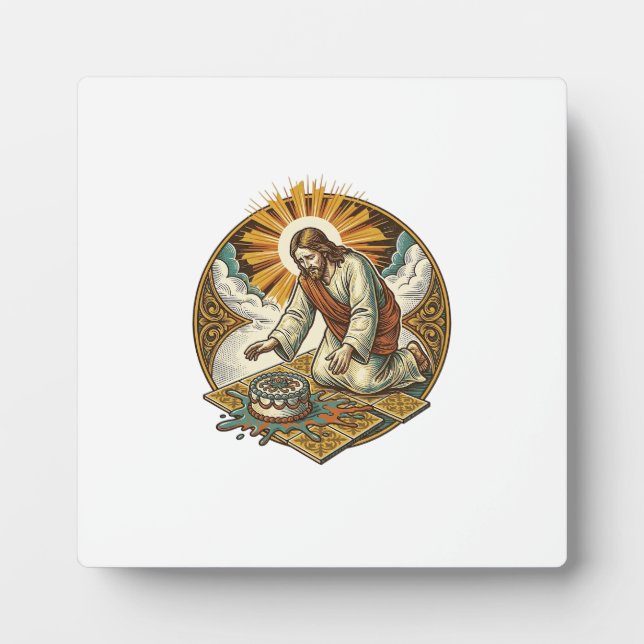Jesus Dropped Birthday Cake Face Down Kitchen Floo Plaque (Front)