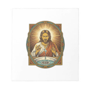 Jesus Dropped Contact Lens Bathroom Sink Drain Bli Notepad