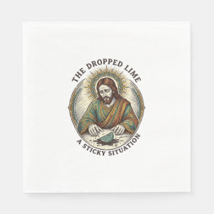 Jesus Dropped Lime Wedge Dirty Floor Tequila Party Napkin