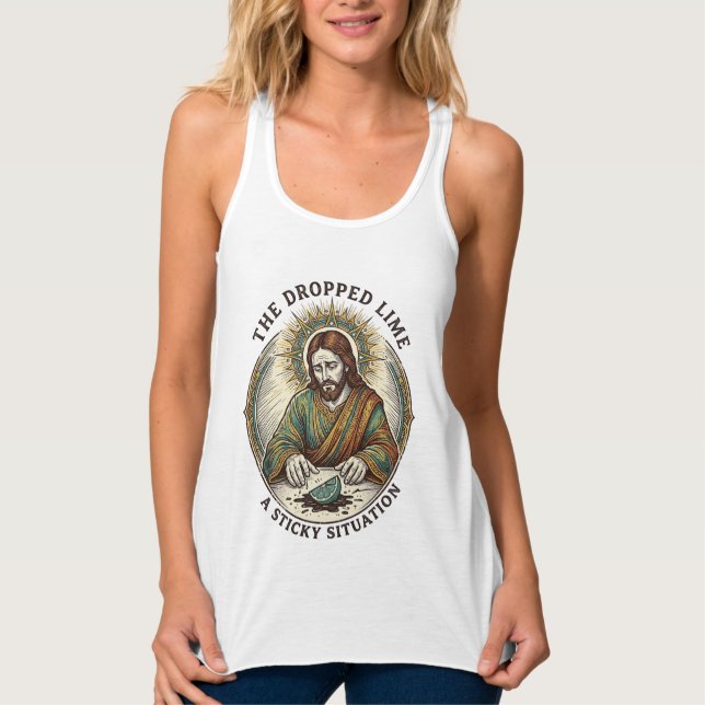Jesus Dropped Lime Wedge Dirty Floor Tequila Party Singlet (Front)