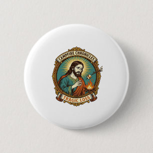 Jesus Dropped Marshmallow Campfire Party Fail Humo 6 Cm Round Badge