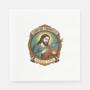 Jesus Dropped Marshmallow Campfire Party Fail Humo Napkin