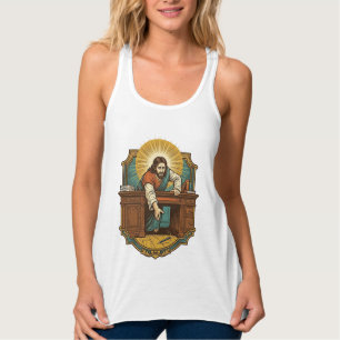 Jesus Dropped Pen Behind Heavy Desk Clumsy Humor_1 Singlet