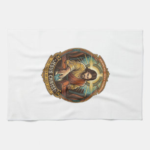 Jesus Dropped Phone Between Car Seats Black Hole H Tea Towel
