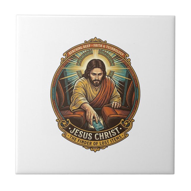 Jesus Dropped Phone Between Car Seats Black Hole H Tile (Front)