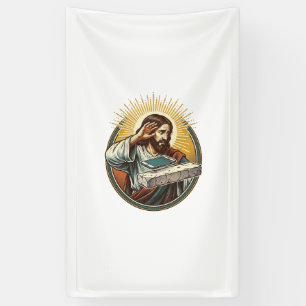 Jesus Dropped Phone Face Flat Concrete Panic Scree Banner