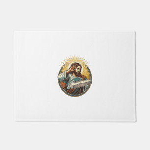 Jesus Dropped Phone Face Flat Concrete Panic Scree Doormat