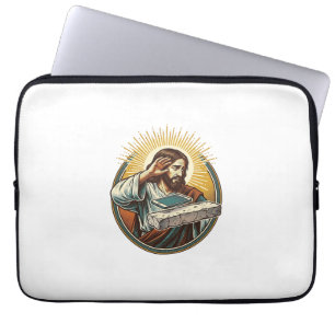 Jesus Dropped Phone Face Flat Concrete Panic Scree Laptop Sleeve