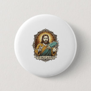Jesus Dropped Slippery Soap Shower Clumsy Bathroom 6 Cm Round Badge