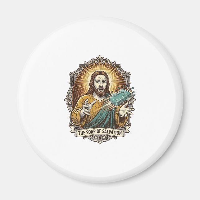 Jesus Dropped Slippery Soap Shower Clumsy Bathroom Magnet (Front)