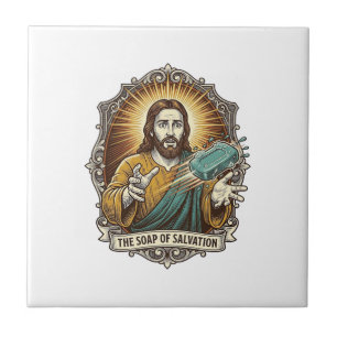 Jesus Dropped Slippery Soap Shower Clumsy Bathroom Tile