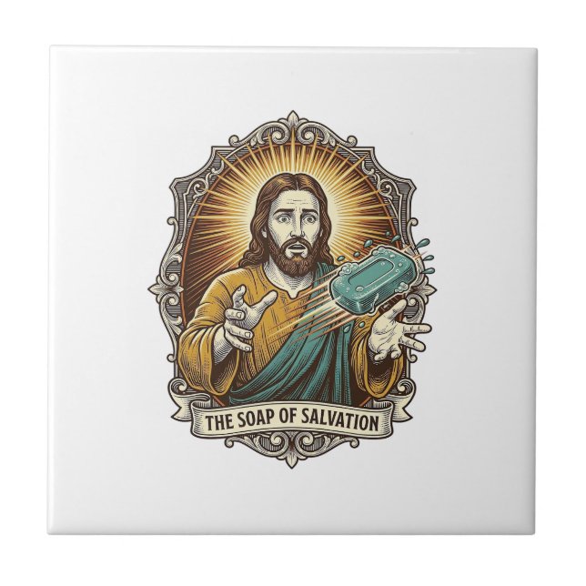 Jesus Dropped Slippery Soap Shower Clumsy Bathroom Tile (Front)