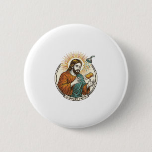 Jesus Dropped Slippery Soap Shower Tub Clumsy Humo 6 Cm Round Badge