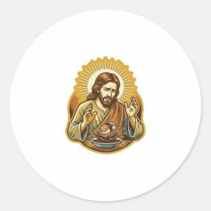 Jesus Dropped Sushi In Soy Sauce Splatter Food Hum Classic Round Sticker