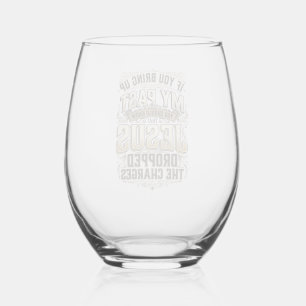 Jesus Dropped The Charges Vintage Christian Shirt Stemless Wine Glass