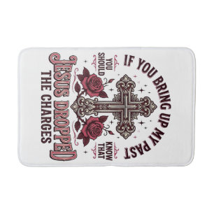 Jesus Dropped The Charges Vintage Cross Shirt Bath Mat