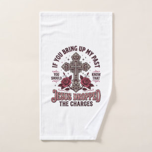 Jesus Dropped The Charges Vintage Cross Shirt Hand Towel