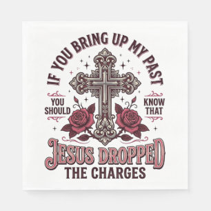Jesus Dropped The Charges Vintage Cross Shirt Napkin