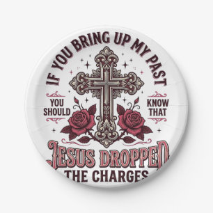Jesus Dropped The Charges Vintage Cross Shirt Paper Plate