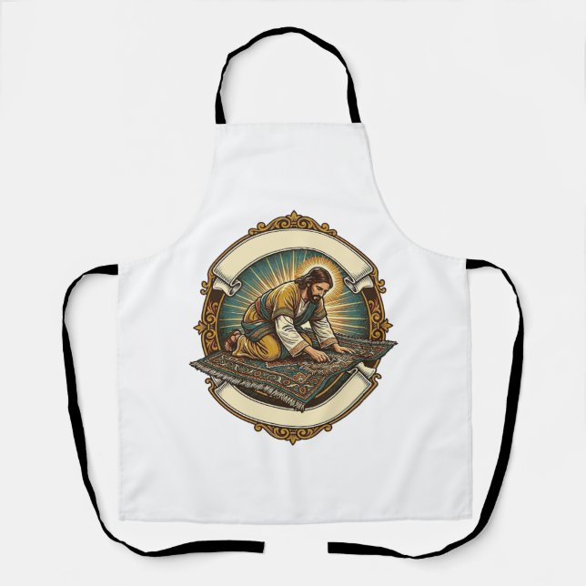 Jesus Dropped Tiny Screw Thick Carpet DIY Humor_1 Apron (Front)