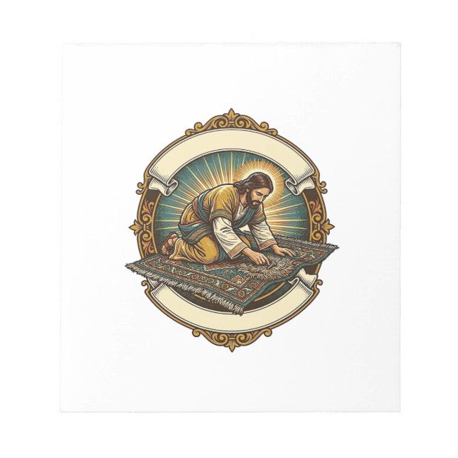 Jesus Dropped Tiny Screw Thick Carpet DIY Humor_1 Notepad (Front)