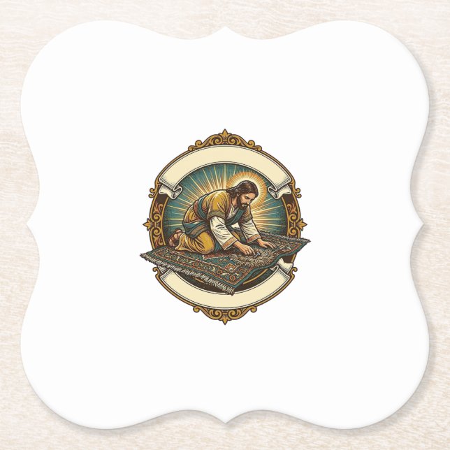 Jesus Dropped Tiny Screw Thick Carpet DIY Humor_1 Paper Coaster (Front)
