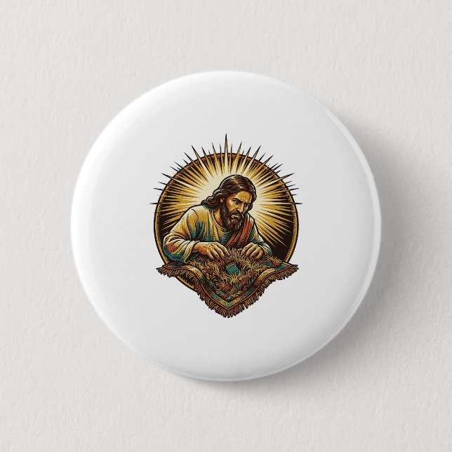 Jesus Dropped Tiny SD Card Lost Carpet Tech Humor_ 6 Cm Round Badge (Front)