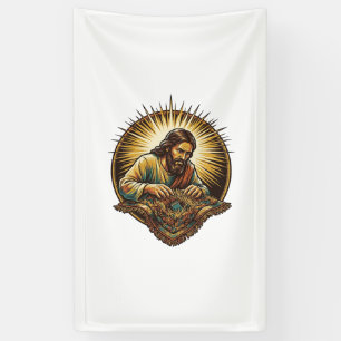 Jesus Dropped Tiny SD Card Lost Carpet Tech Humor_ Banner
