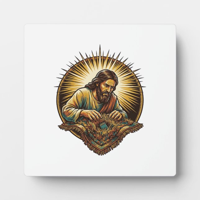 Jesus Dropped Tiny SD Card Lost Carpet Tech Humor_ Plaque (Front)