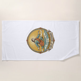 Jesus Dropped Wet Soap Sliding Bathroom Floor Clum Beach Towel